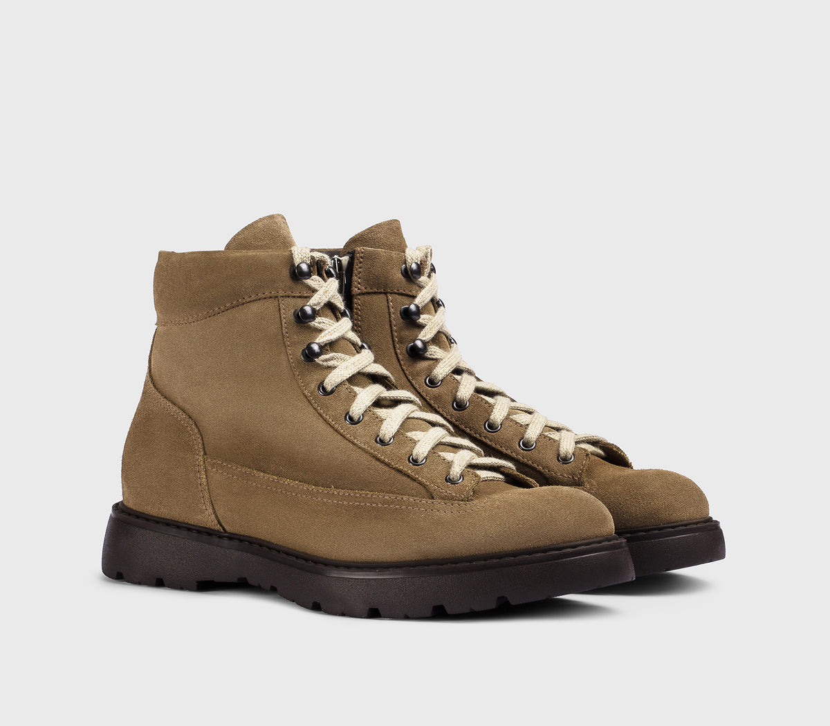 Bottine à lacets en daim cacao