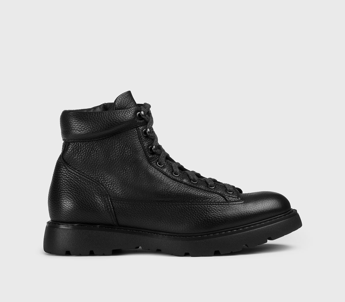 Bottine à lacets en cuir noir