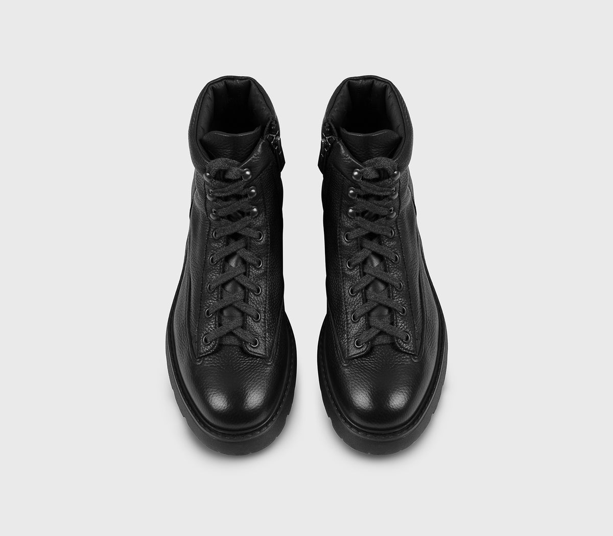 Bottine à lacets en cuir noir