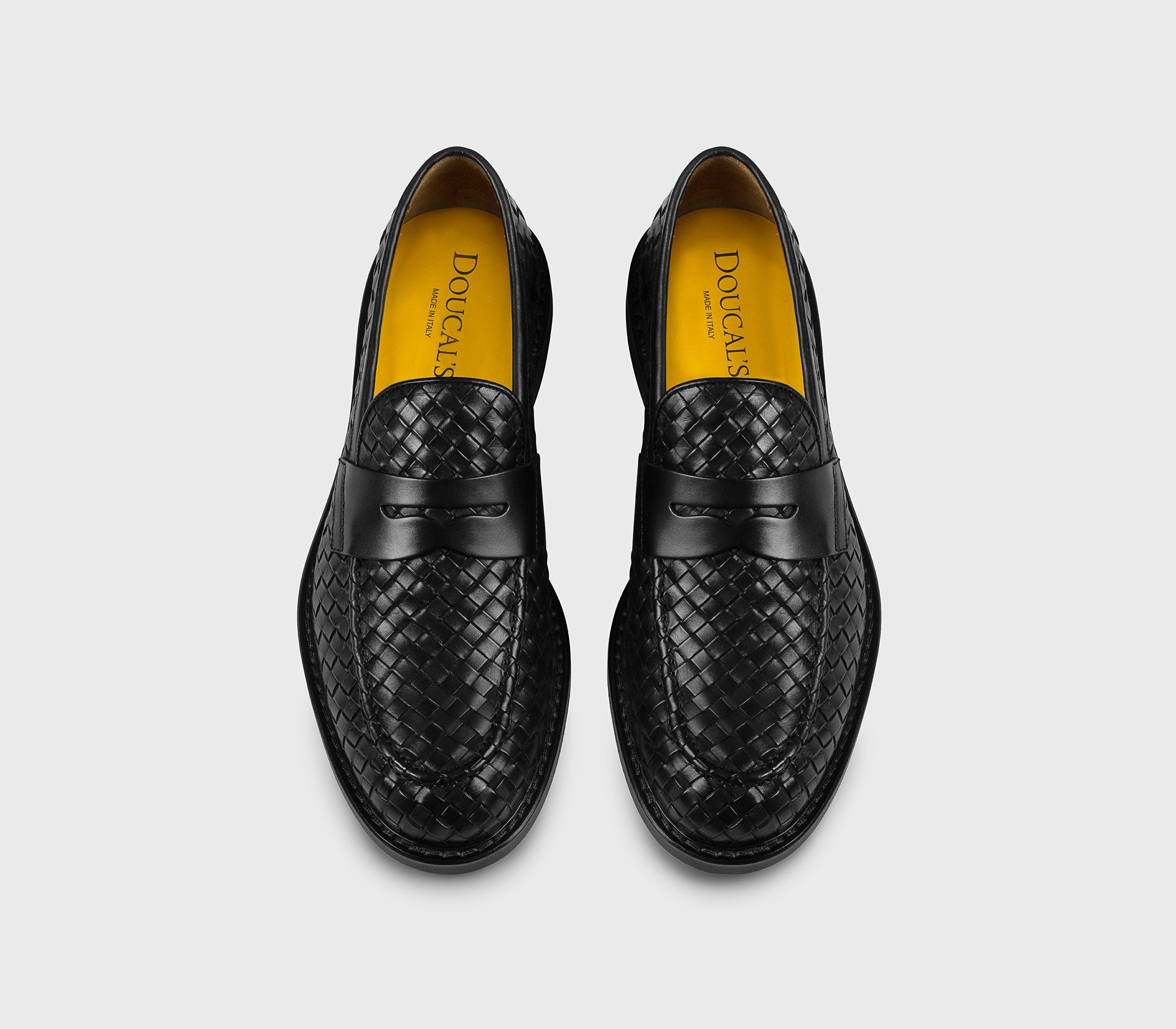 Black woven leather loafer