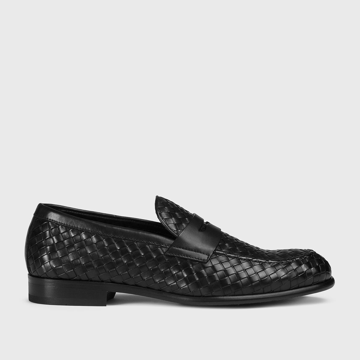 Black Woven Men’s Loafers - Brand Unspecified Portofino Black Woven Leather Venetian Loafers main image 4