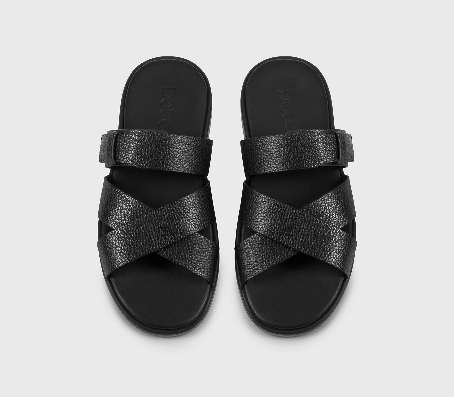 Sandalo multifascia in pelle bottalata nero