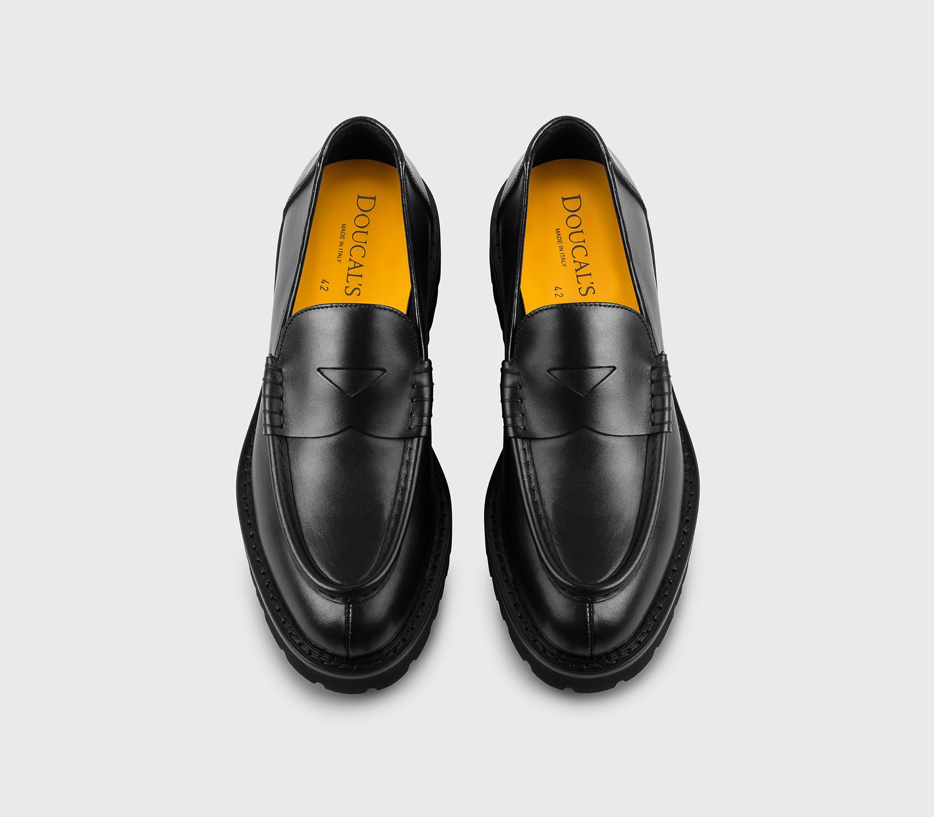 Black leather loafer