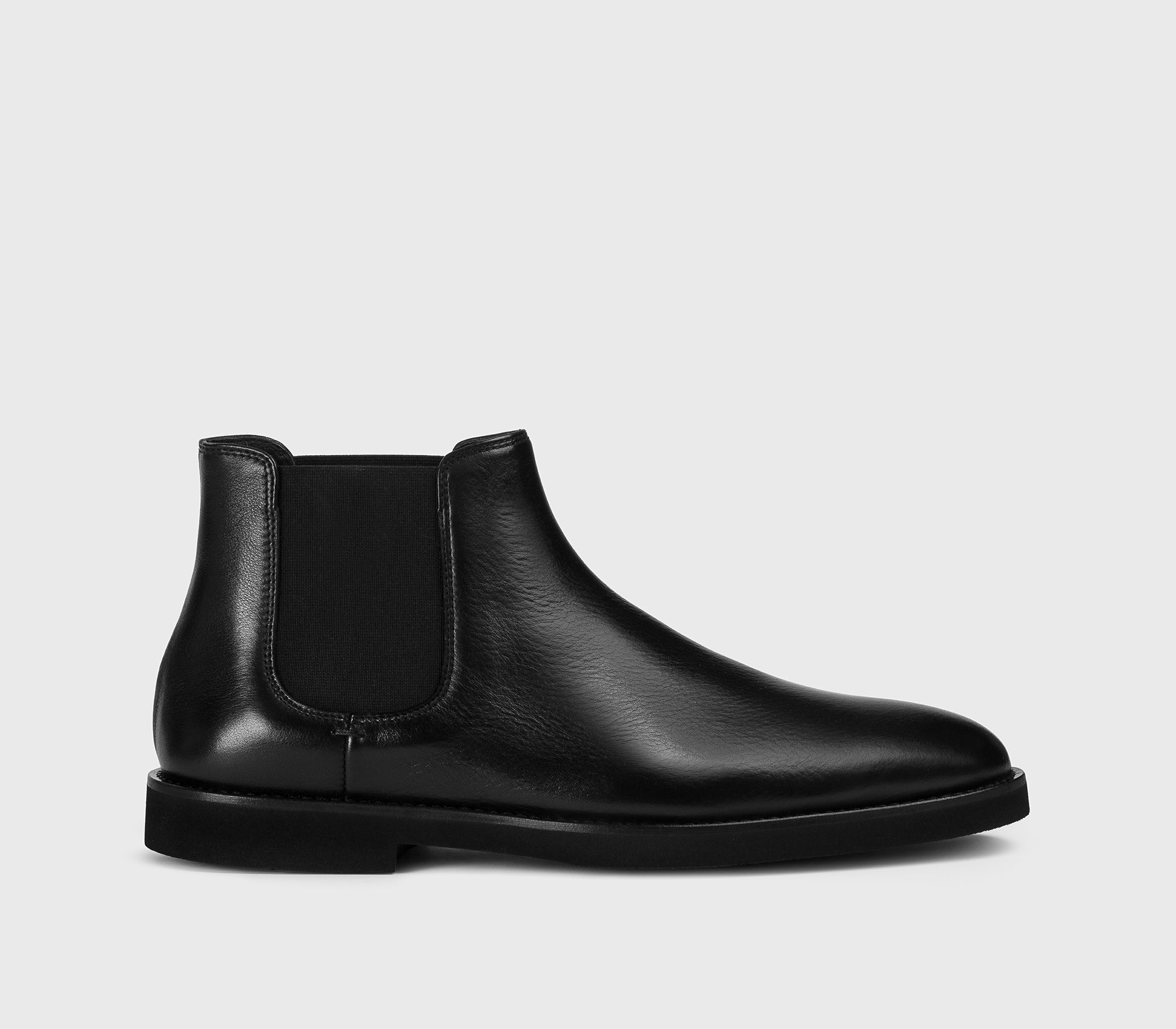 Black leather ankle boot