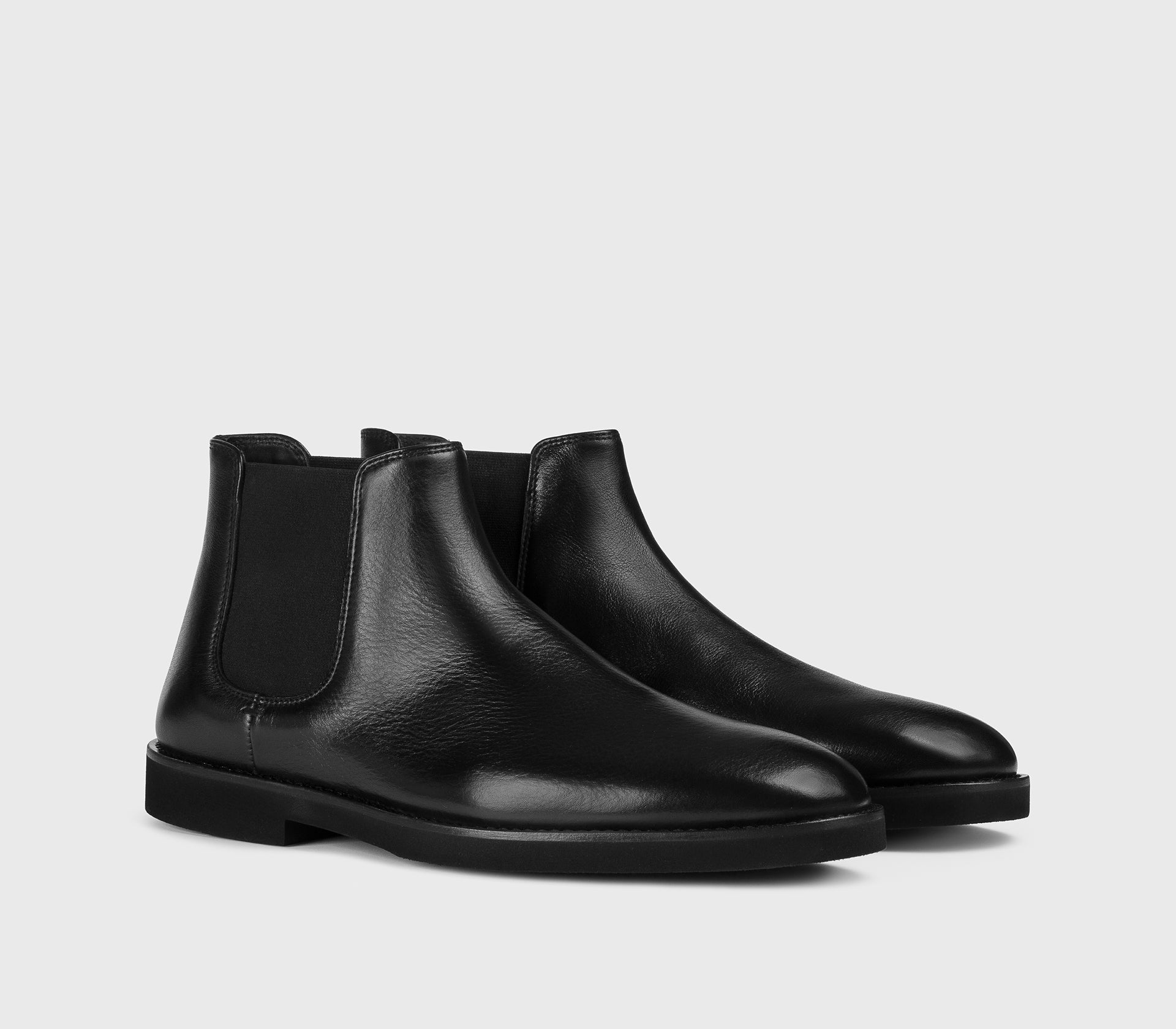 Black leather ankle boot
