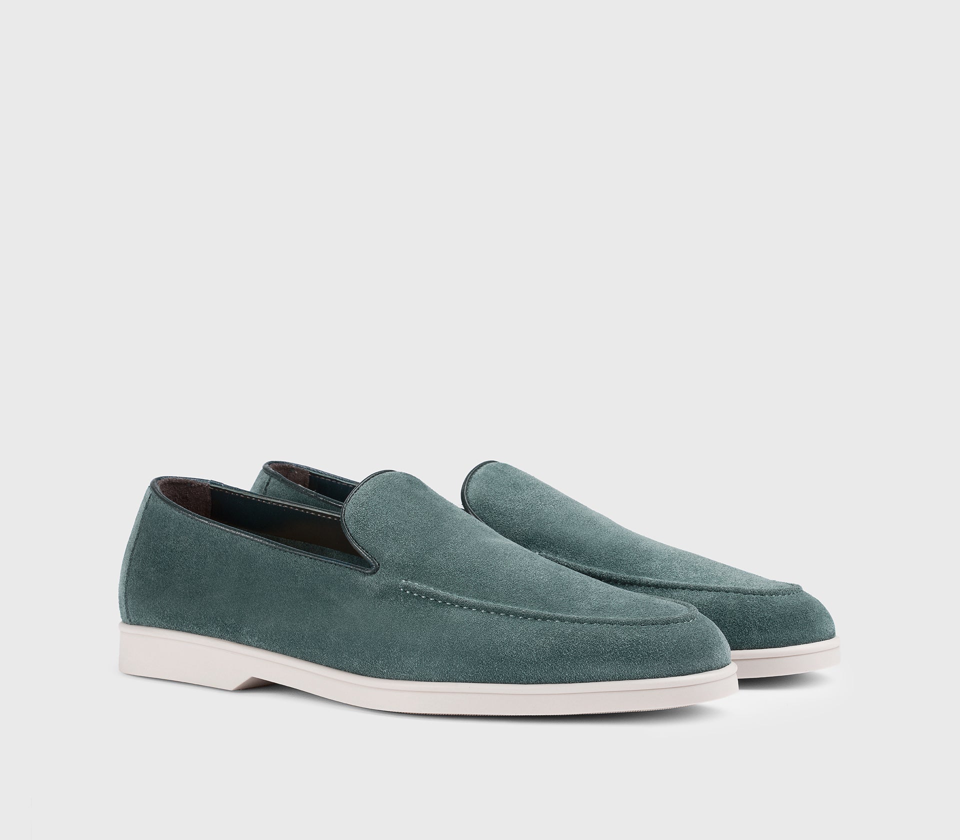 Mokassin aus Veloursleder im Blauton „Horizont“