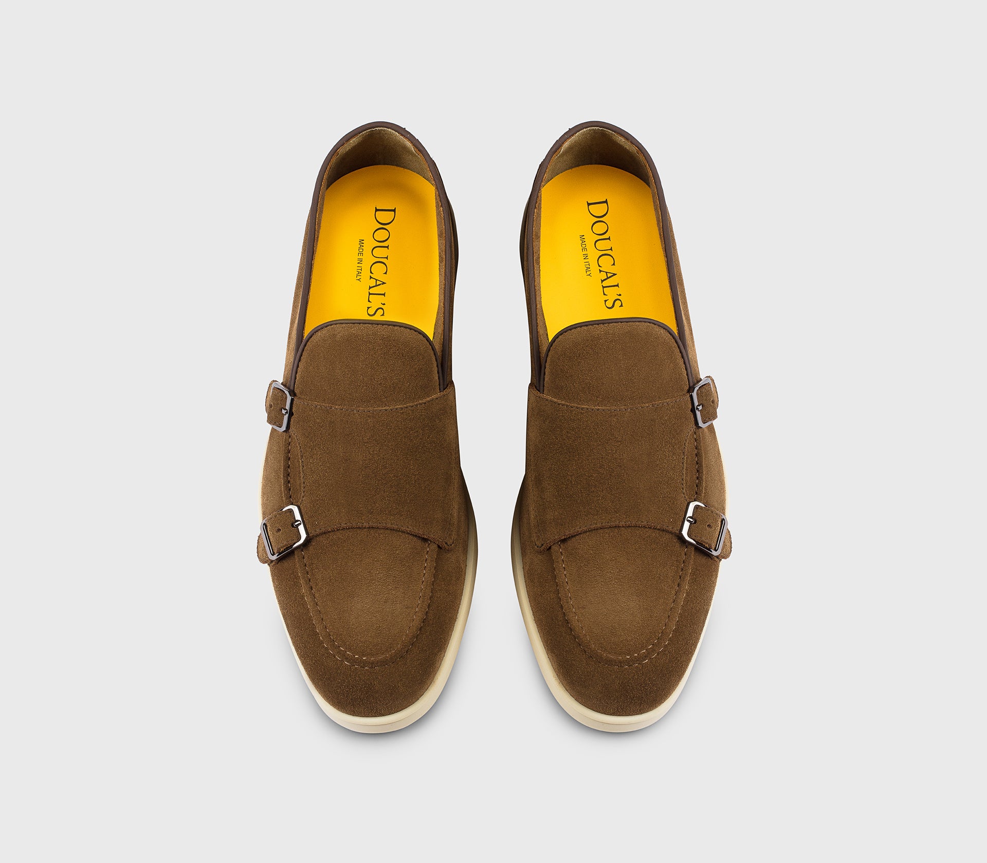 DU3414NWMAUY009GM01 - Mocassino doppia fibbia in suede marrone "snuff"