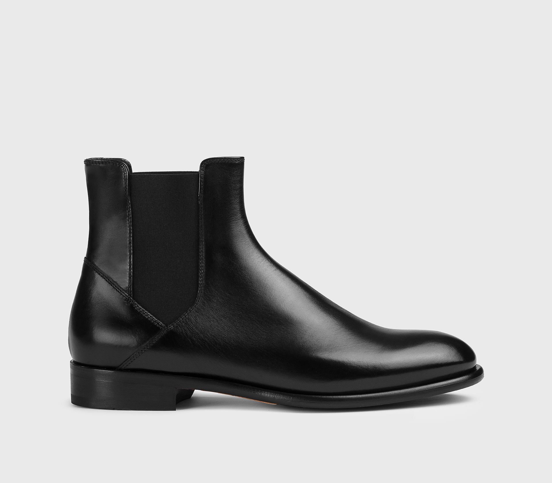 Black leather ankle boot