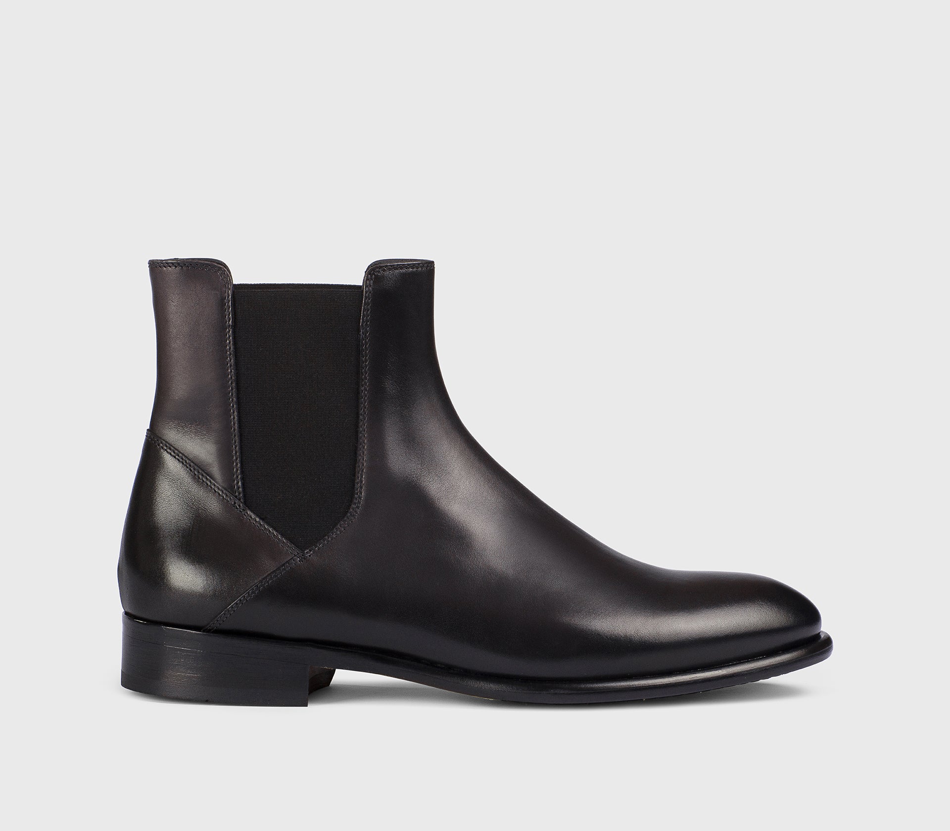 Graphite-coloured leather ankle boot