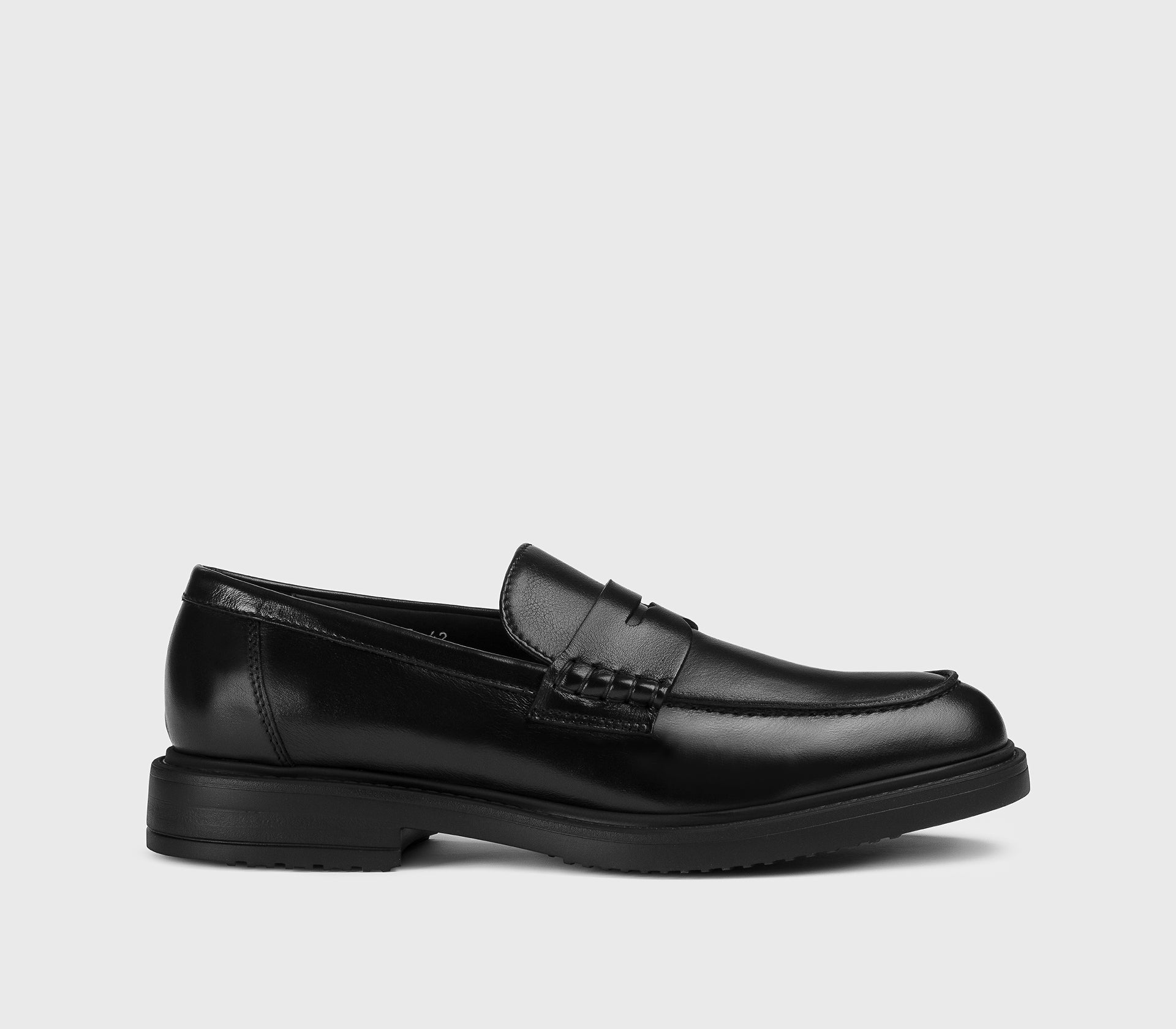 Black leather loafer