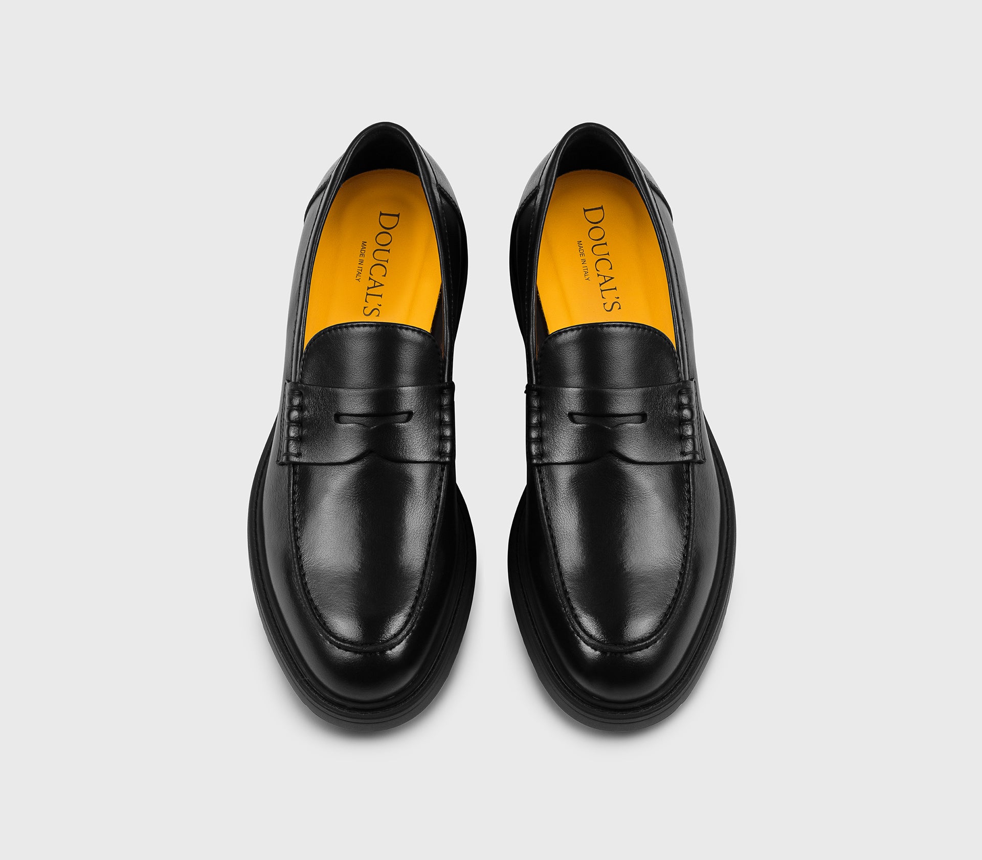 Black leather loafer
