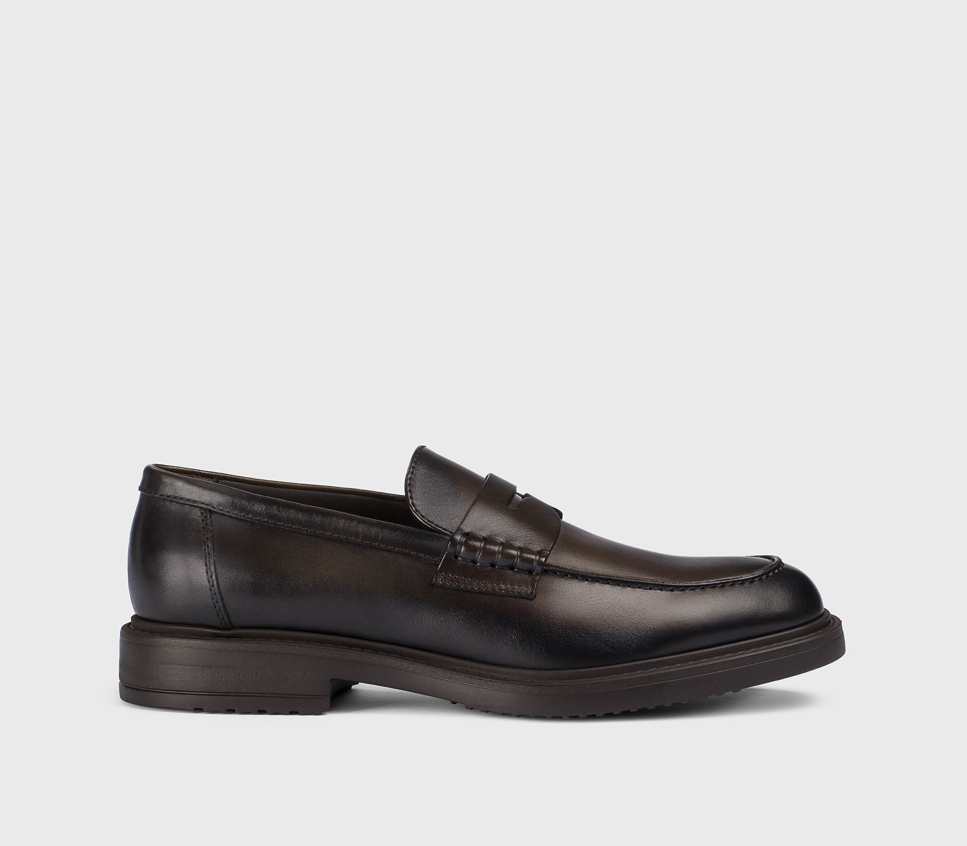 Dark brown leather loafer