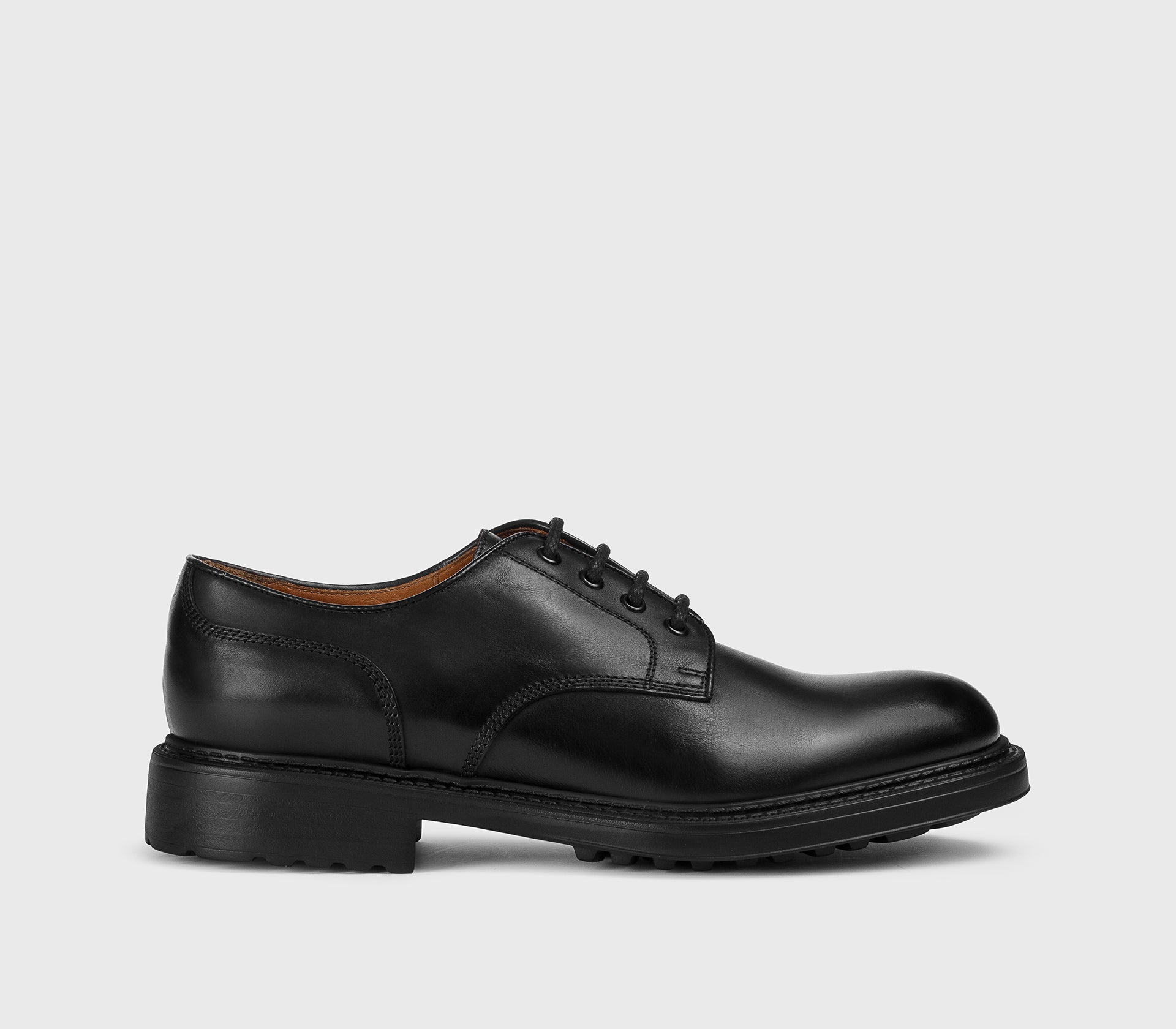 Black leather lace-up