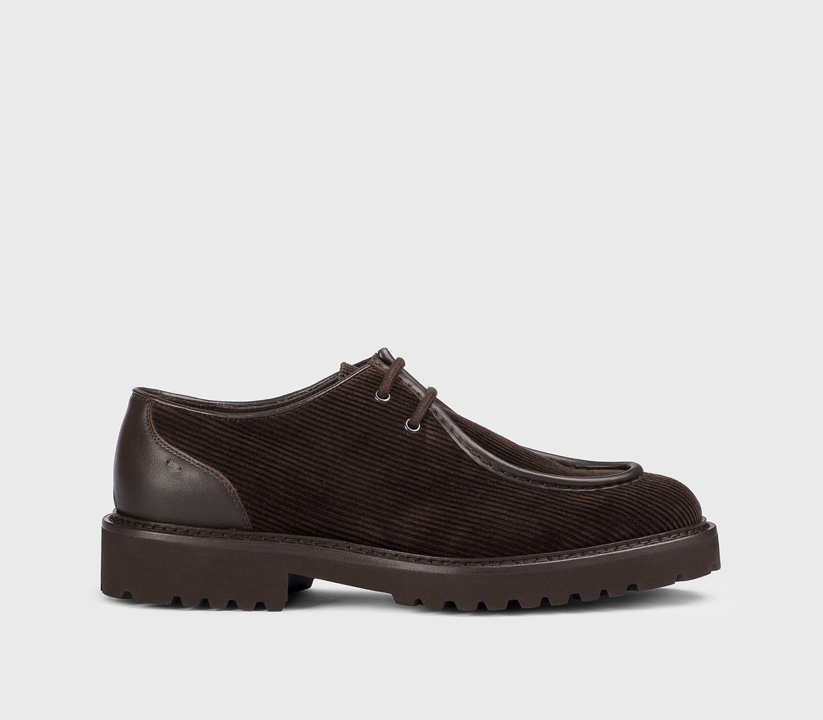 Chaussure à lacets à deux œillets en velours acajou