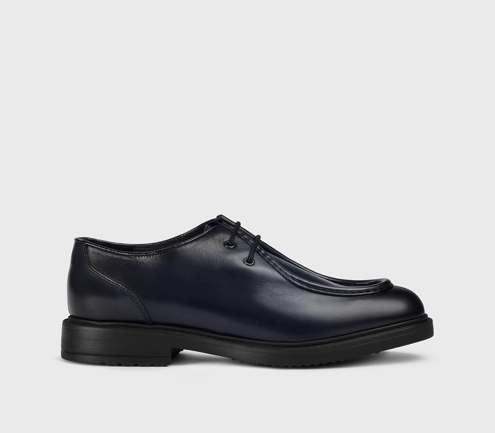 Blue two-hole leather lace-up
