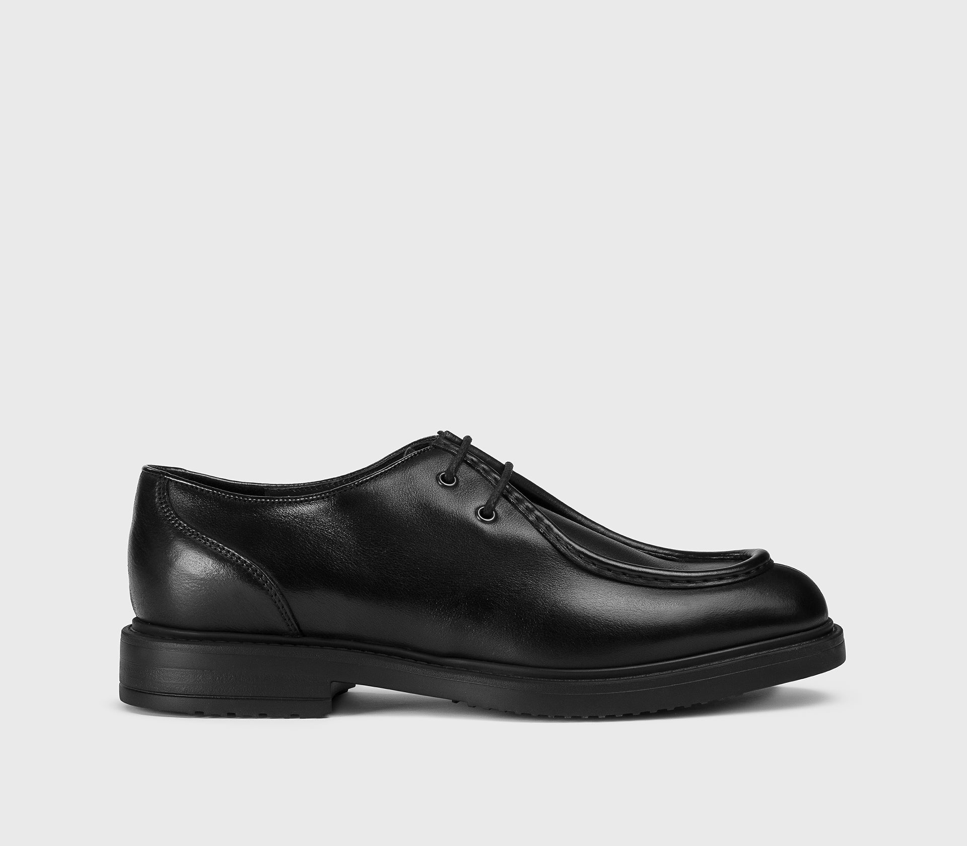 Black two-hole leather lace-up