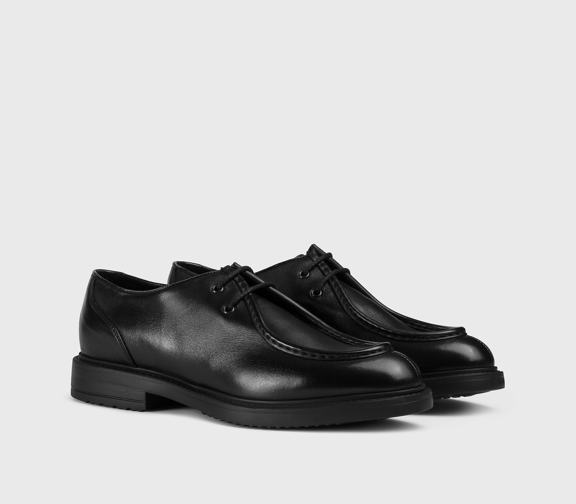 Black two-hole leather lace-up