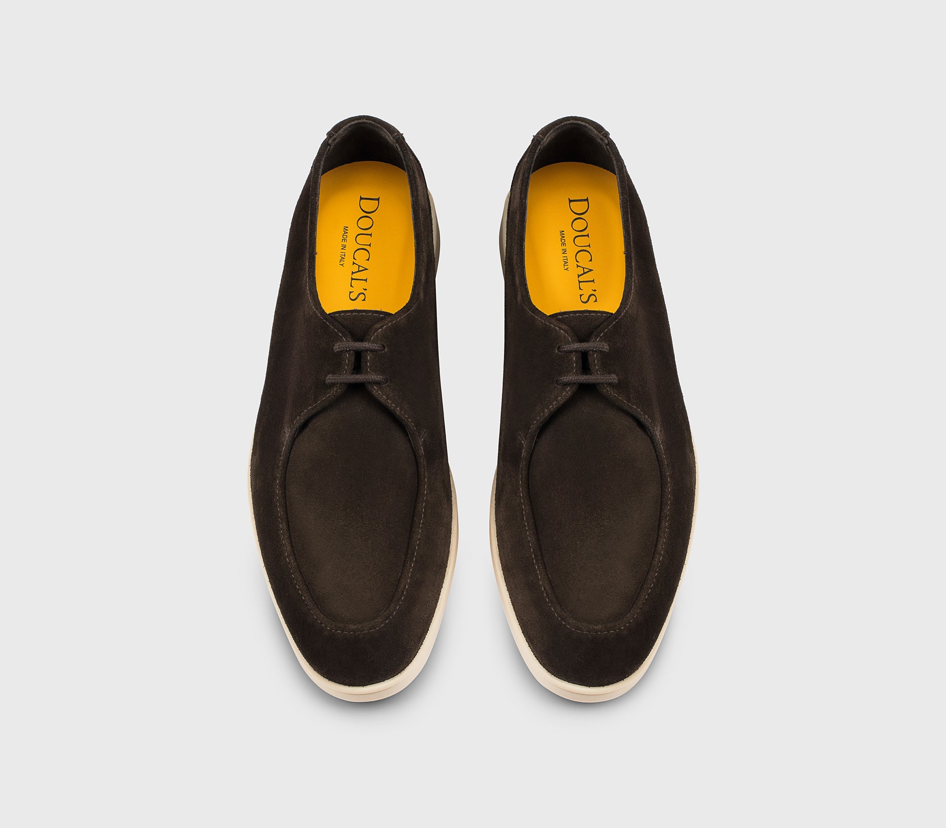 “Earth” brown suede two-hole lace-up