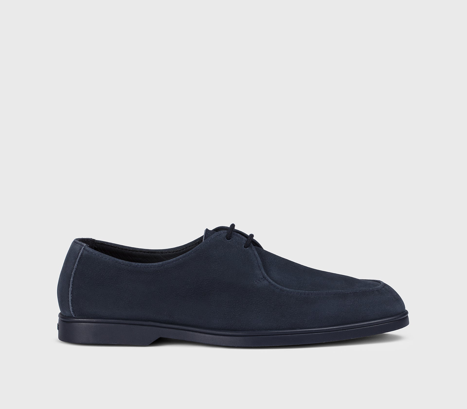Zwei-Loch-Schnürschuh aus blauem Veloursleder