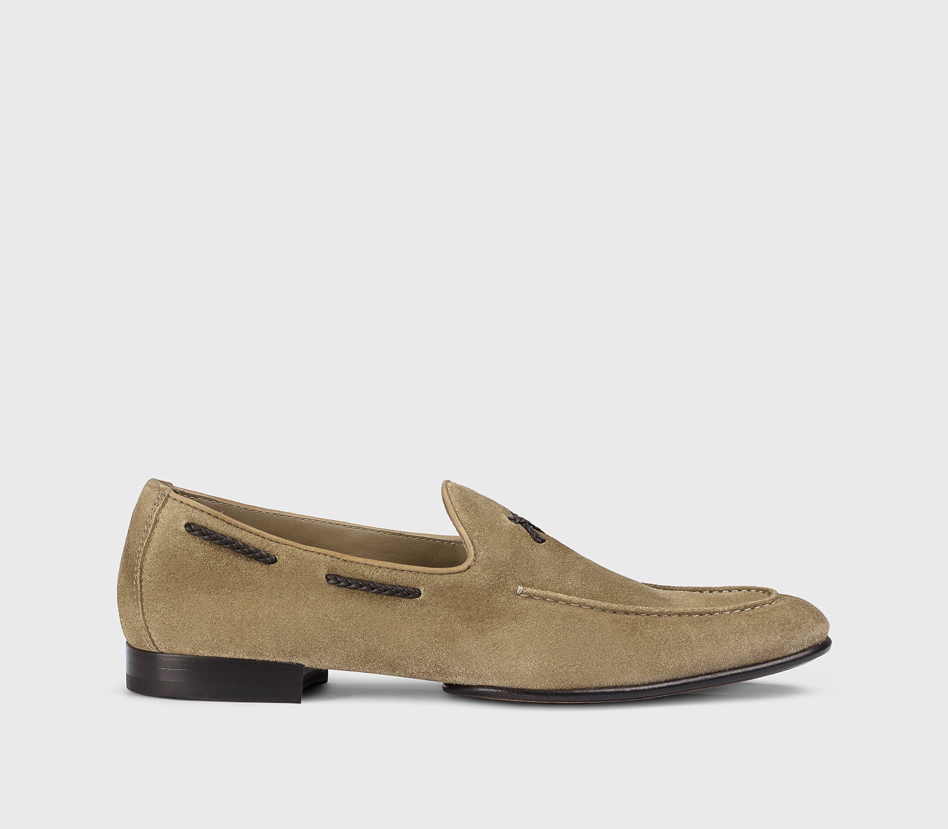 DU3521TAORUZ274TC52 - Mocassino in suede con infilature a treccia beige "sesamo"