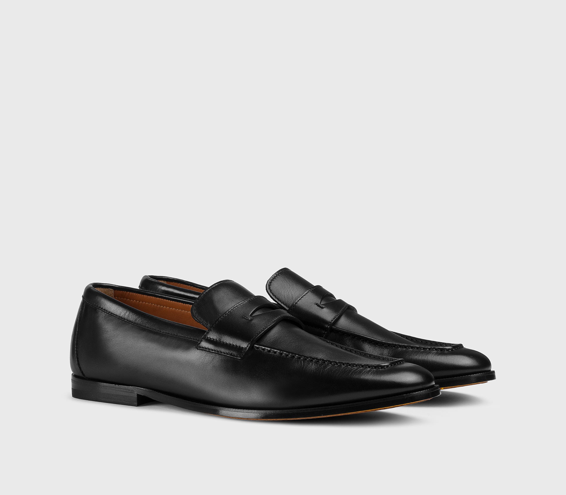 Black leather loafer