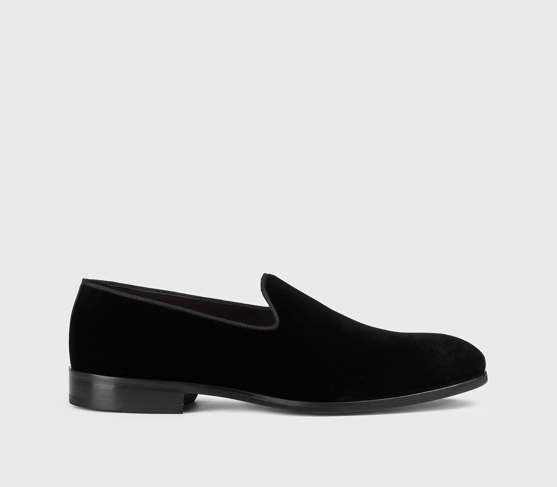 Black velvet slipper loafer