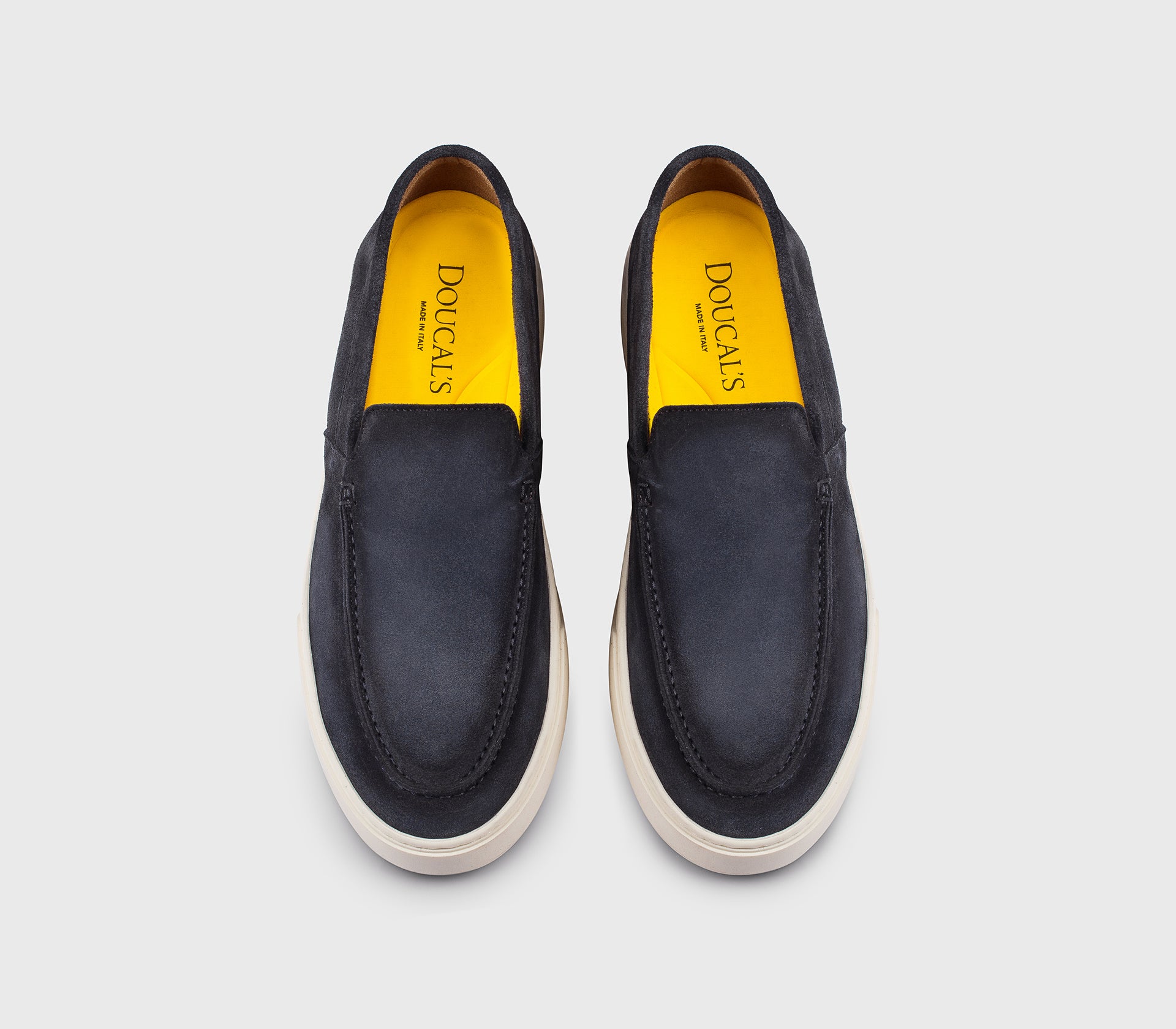 Blue leather slip-on loafer