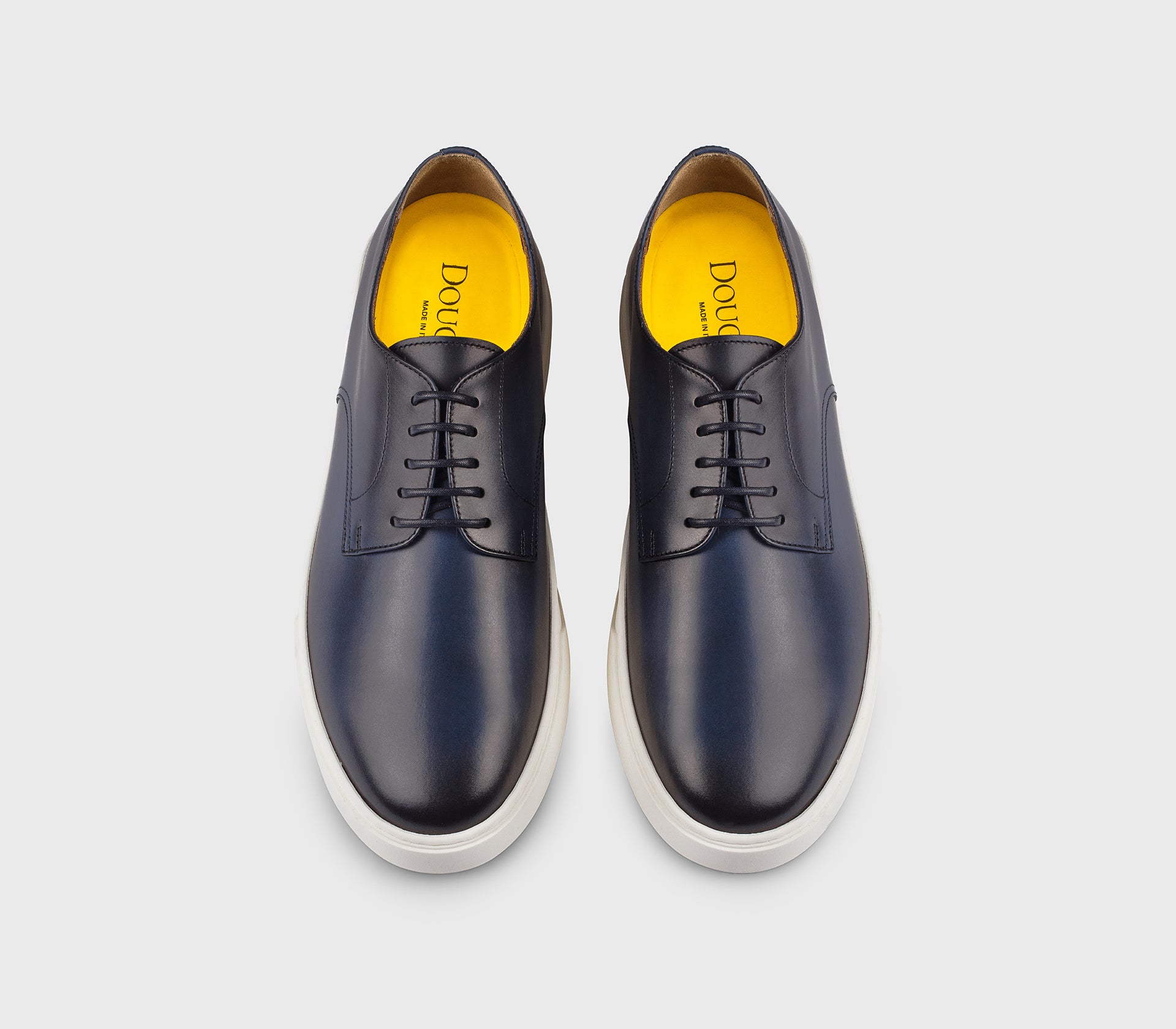 “Indigo” blue leather lace-up