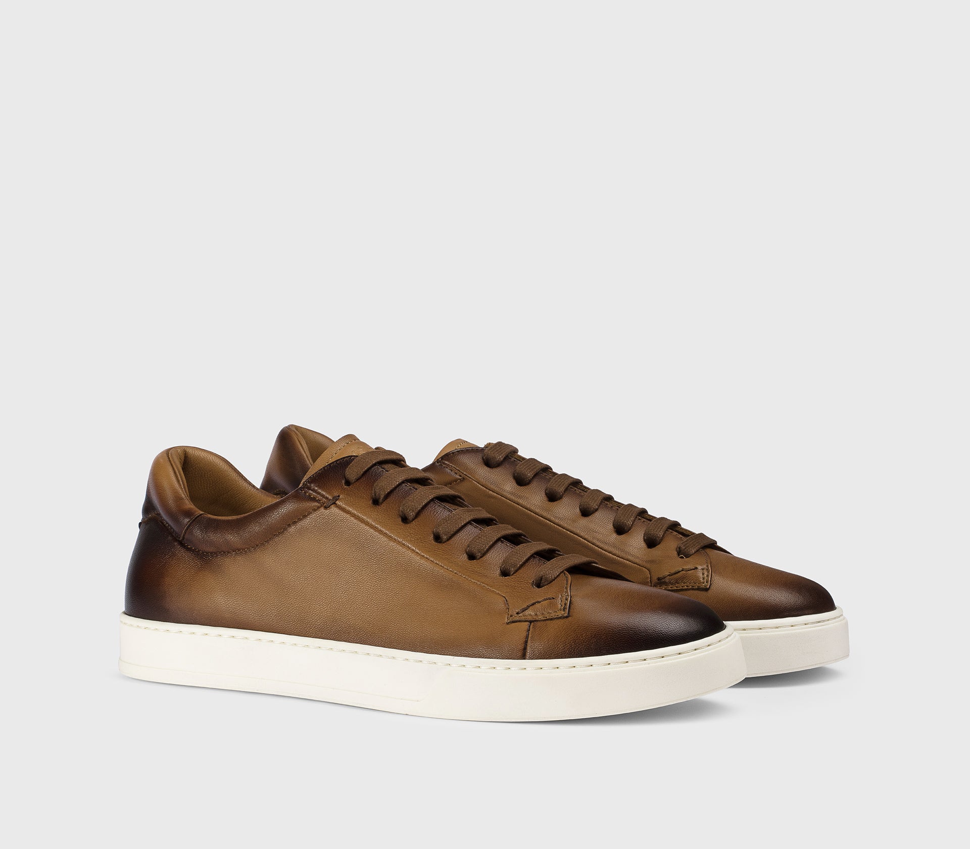 Tan-coloured leather sneaker