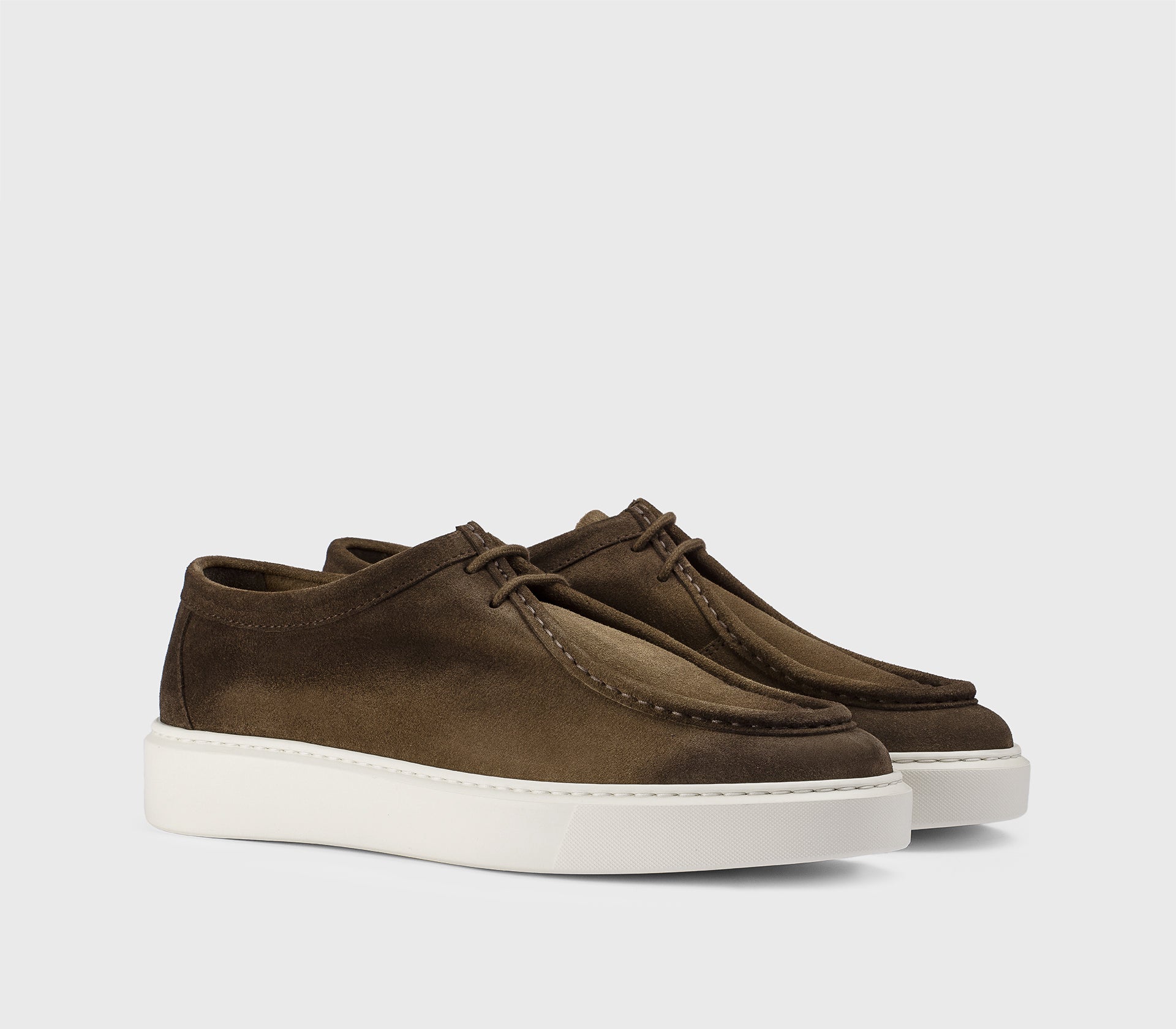 Cocoa suede two-eyelets lace-up