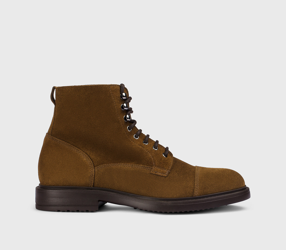 Bottine à lacets en daim marron tabac