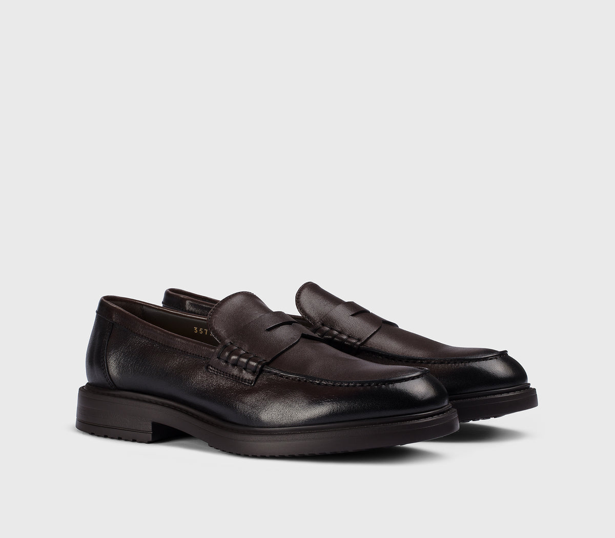 Dark brown leather penny loafer