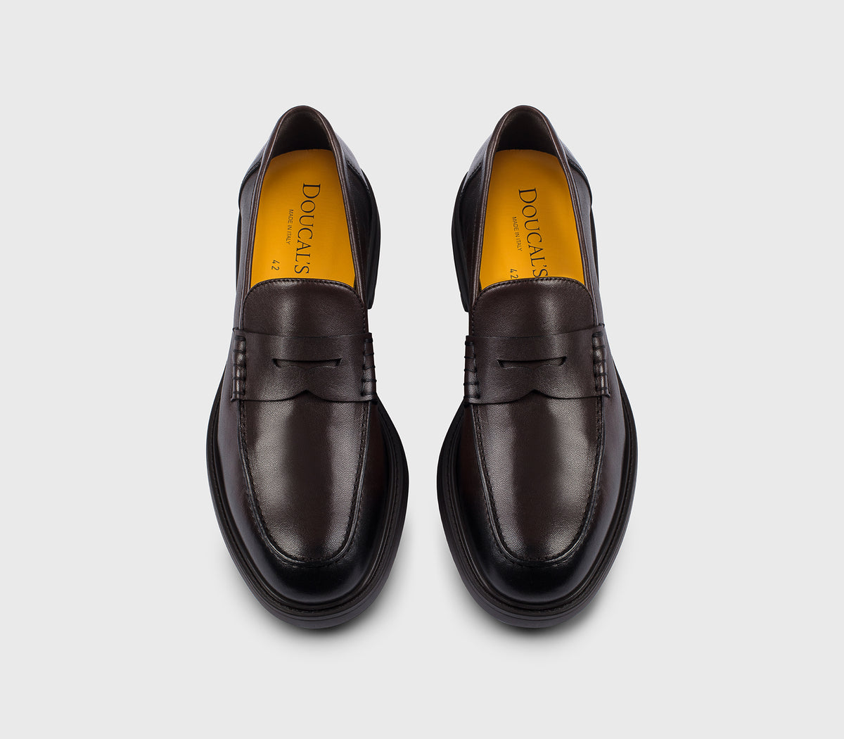 Dark brown leather penny loafer