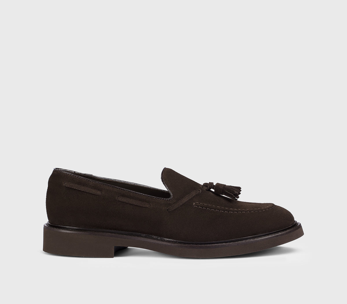 DU3582GENOUF009TM23 - Mocassino con nappine in suede marrone "terre"