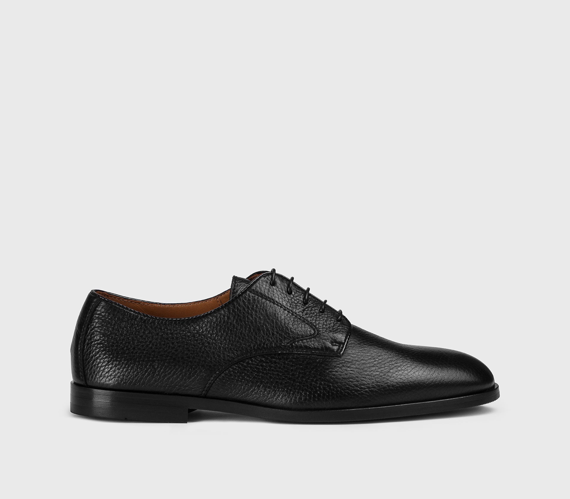 Black deerskin Derby lace-up