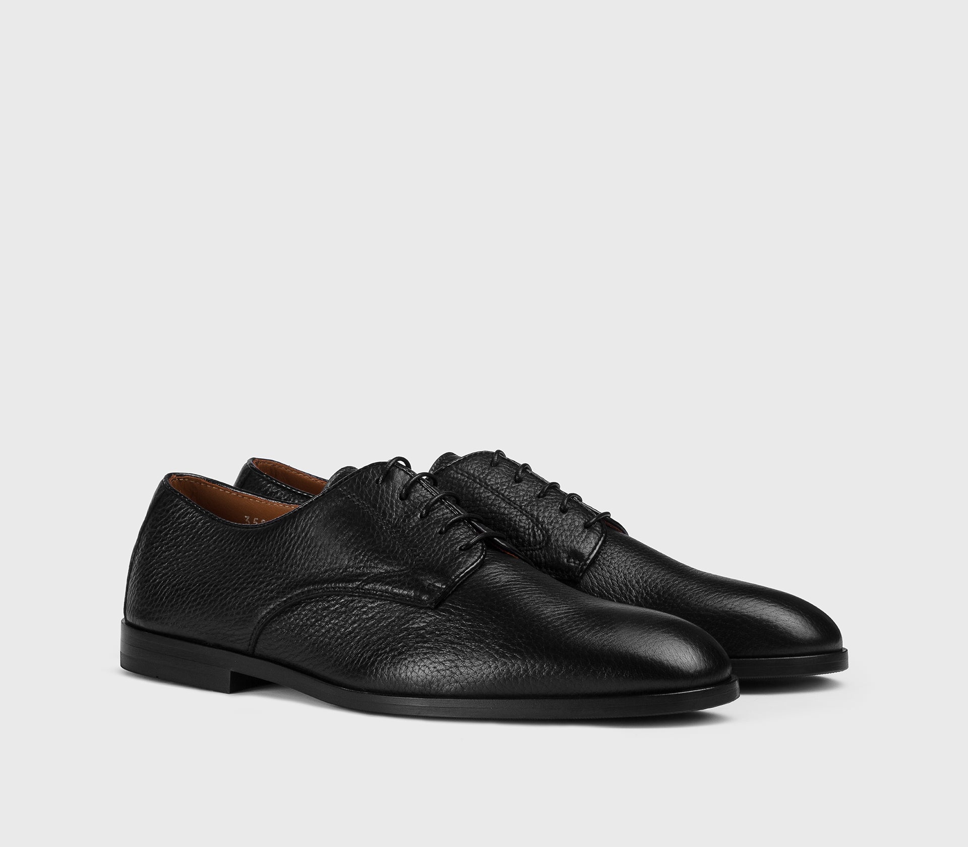 Black deerskin Derby lace-up