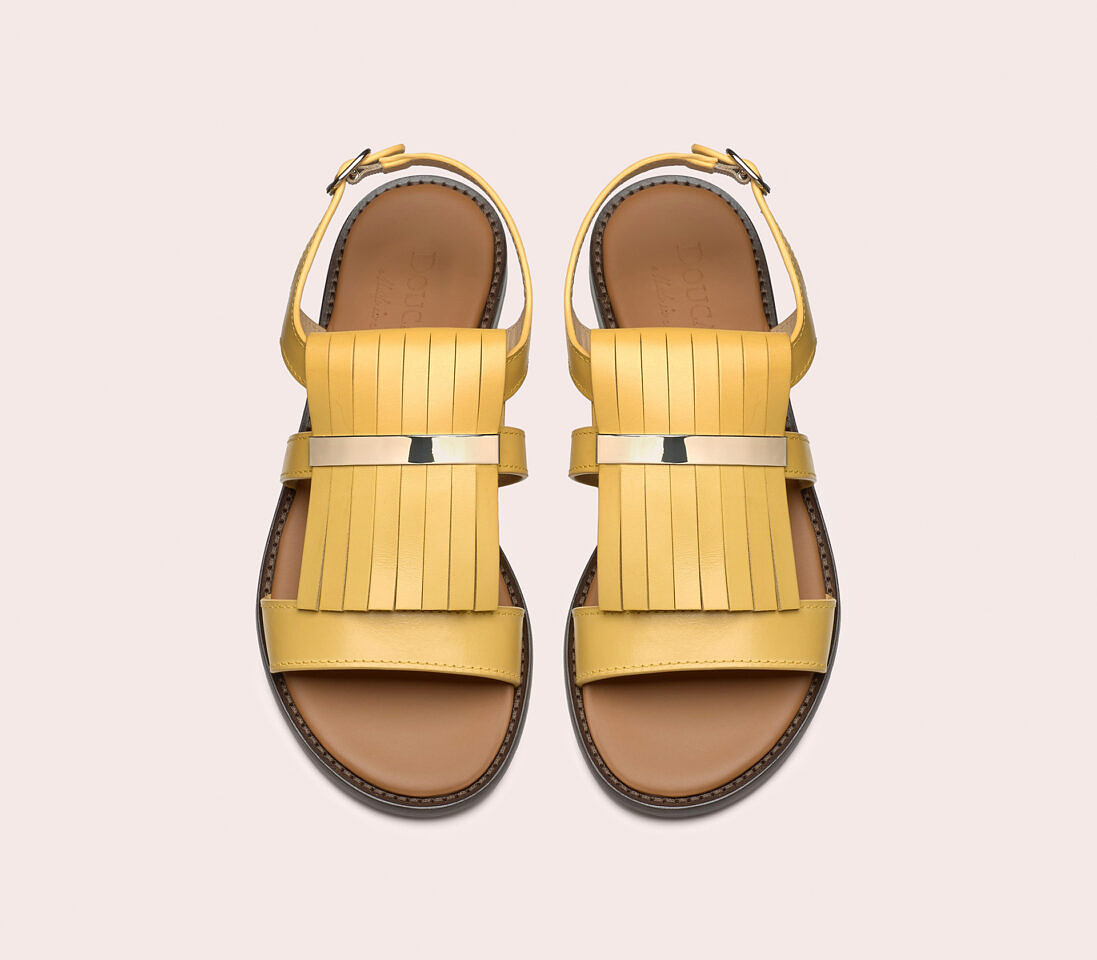 Sandali da donna in pelle con frangia | giallo - Doucal's